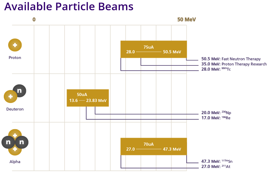 Graphic depicting Available Particle Beams.