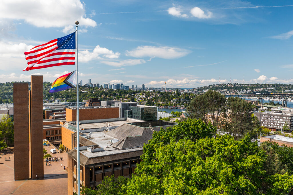 UW image of the pride flag taken by drone.