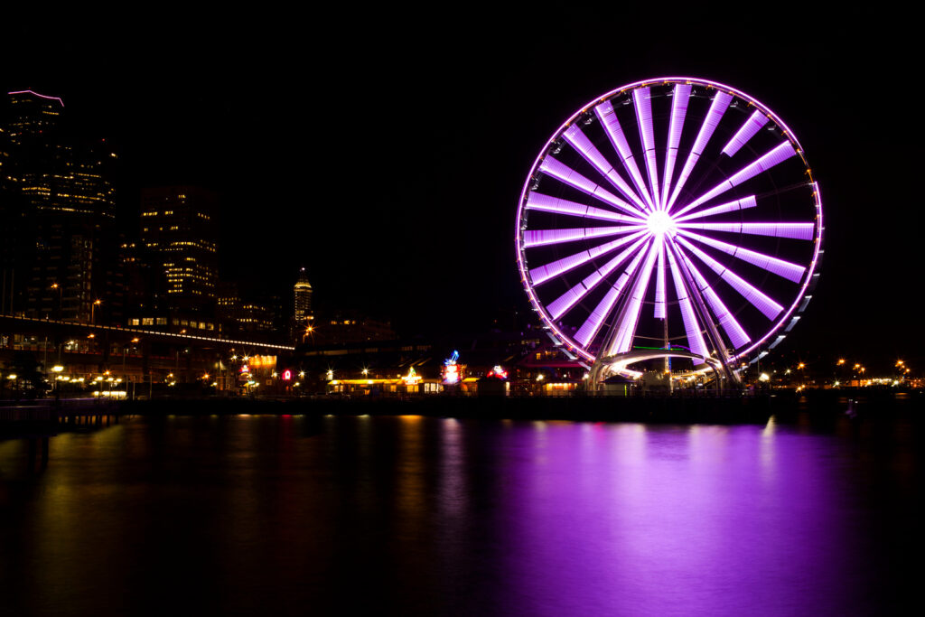 UW Image of the Seattle Wheel in purple