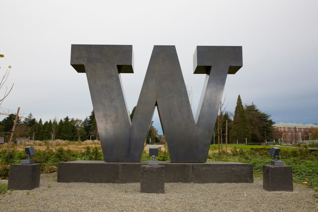 SPEP Thank You photos at the Bronze W on Rainier Vista out front of UW Medical Center Montlake; Department of Radiation Oncology.